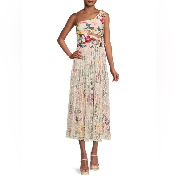 NWT PATBO Hibiscus One Shoulder Lace Dress XS - Picture 7 of 11